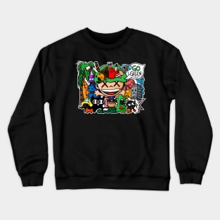 go green doodle art Crewneck Sweatshirt